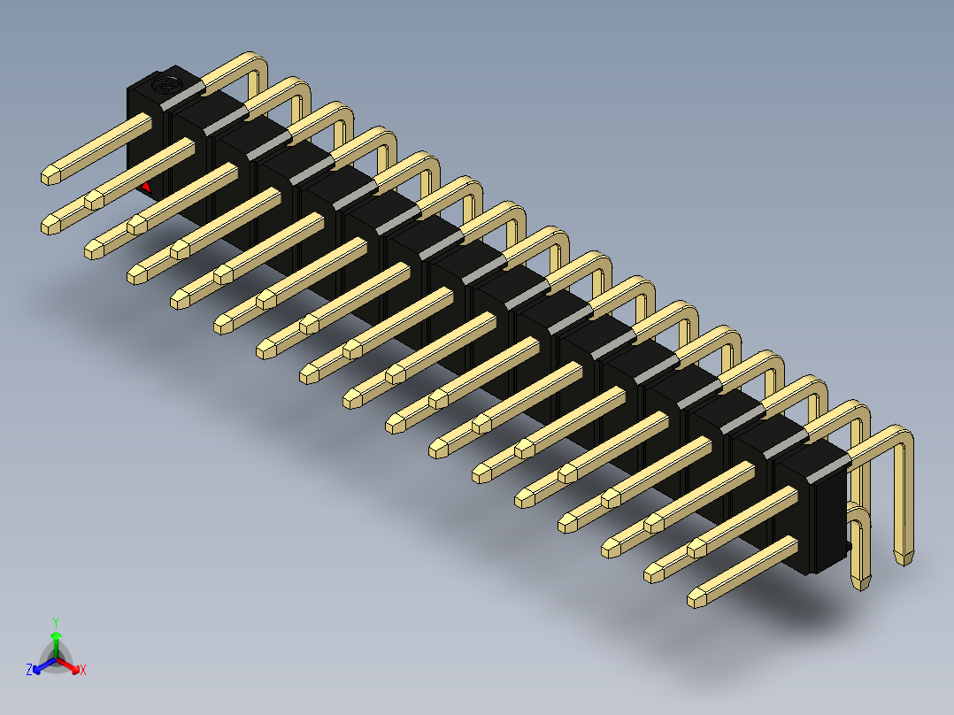彩色公排针 100mil 2.54mm 系列-DS1022_black_2x16p_100mil_TypeD_rev1.0正等轴测图