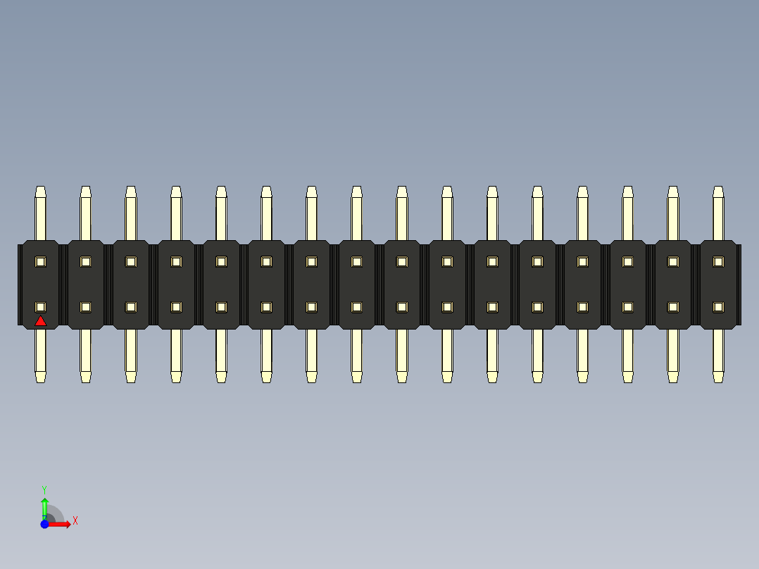 彩色公排针 100mil 2.54mm 系列-DS1022_black_32p_100mil_TypeSMT_rev1.0前视图