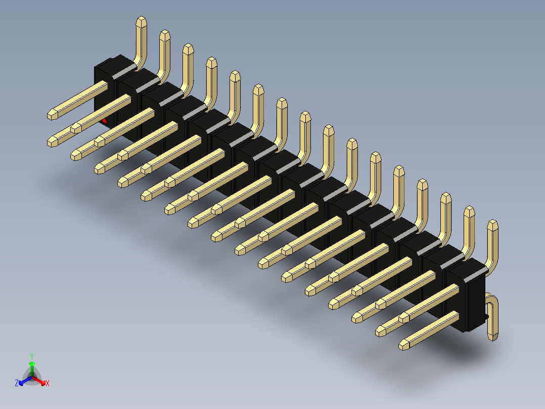 彩色公排针 100mil 2.54mm 系列-DS1022_black_32p_100mil_TypeSMT_rev1.0正等轴测图