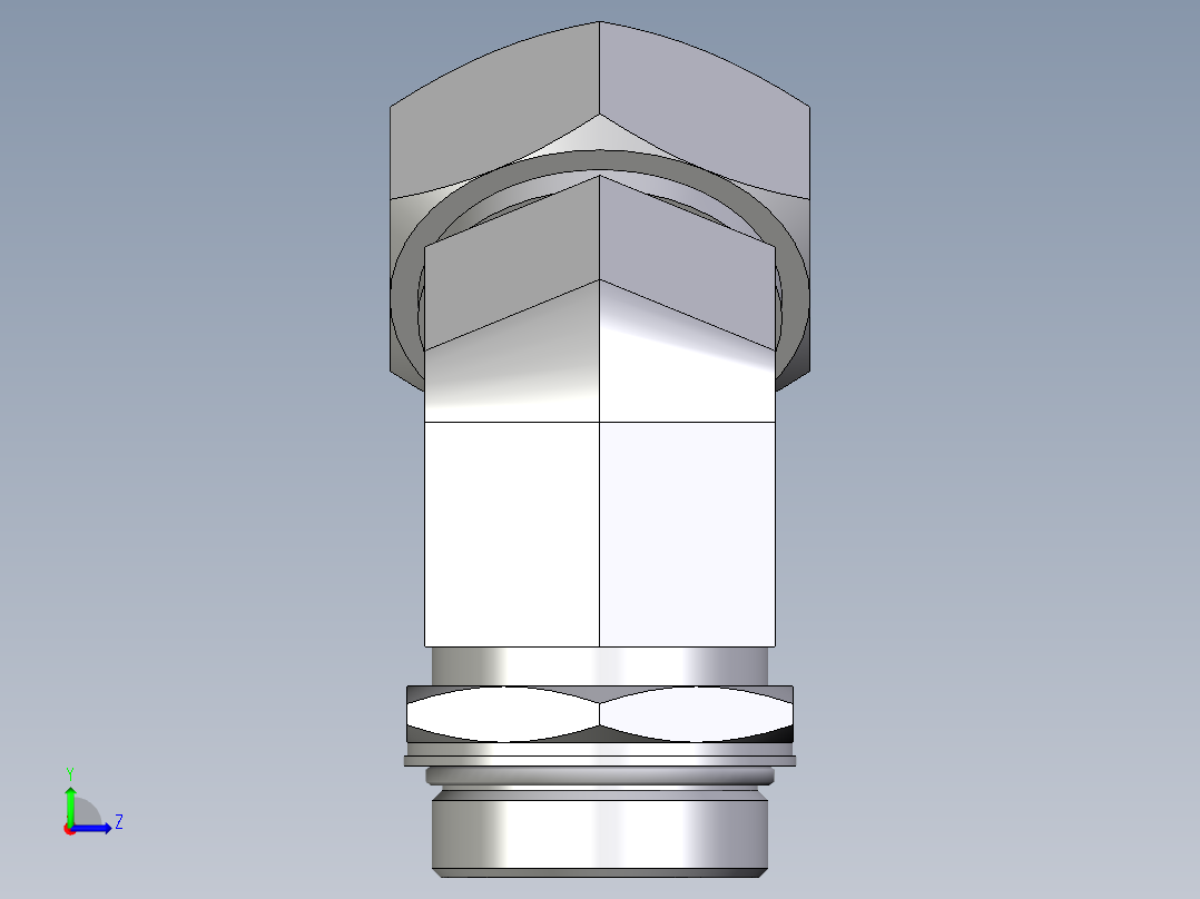 卡套式工业通用硬管接头EO_Adjustable_locknut_45_deg_elbow_VEE42LMORCF左视图