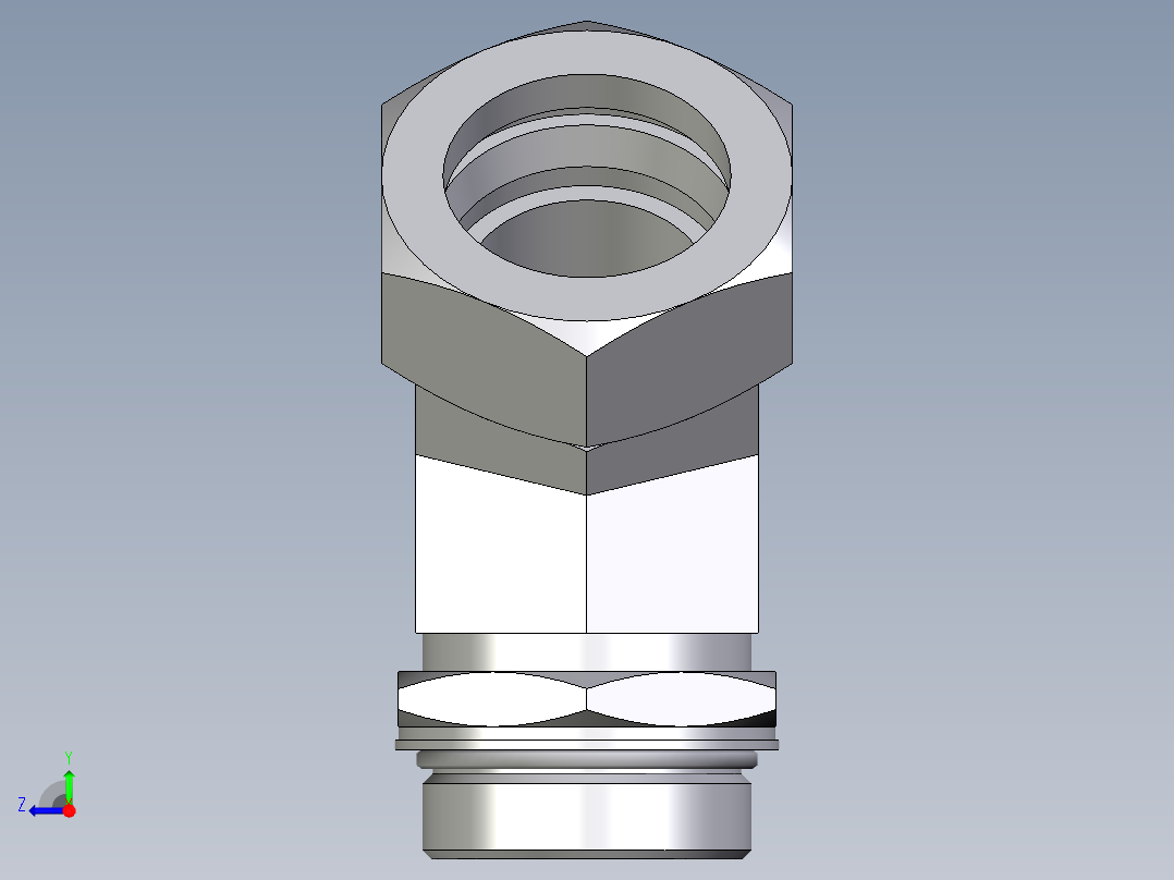 卡套式工业通用硬管接头EO_Adjustable_locknut_45_deg_elbow_VEE42LMORCF右视图