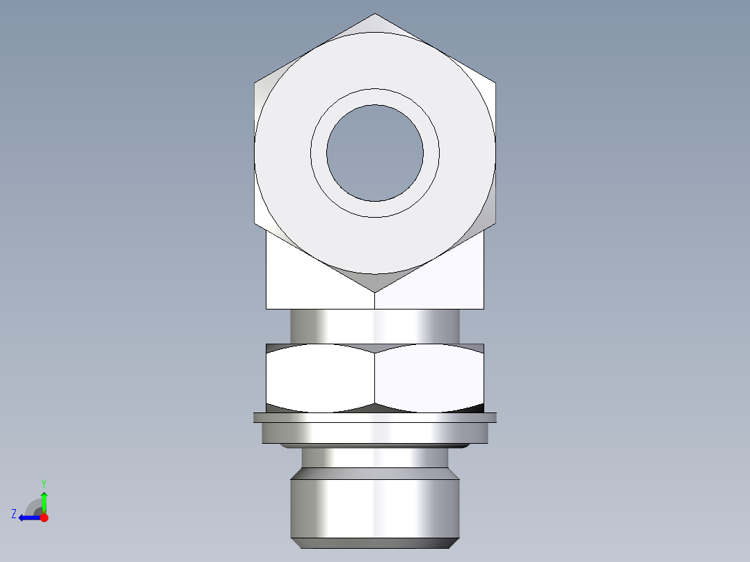 卡套式工业通用硬管接头EO_Adjustable_locknut_branch_tee_TEE16SRCF右视图