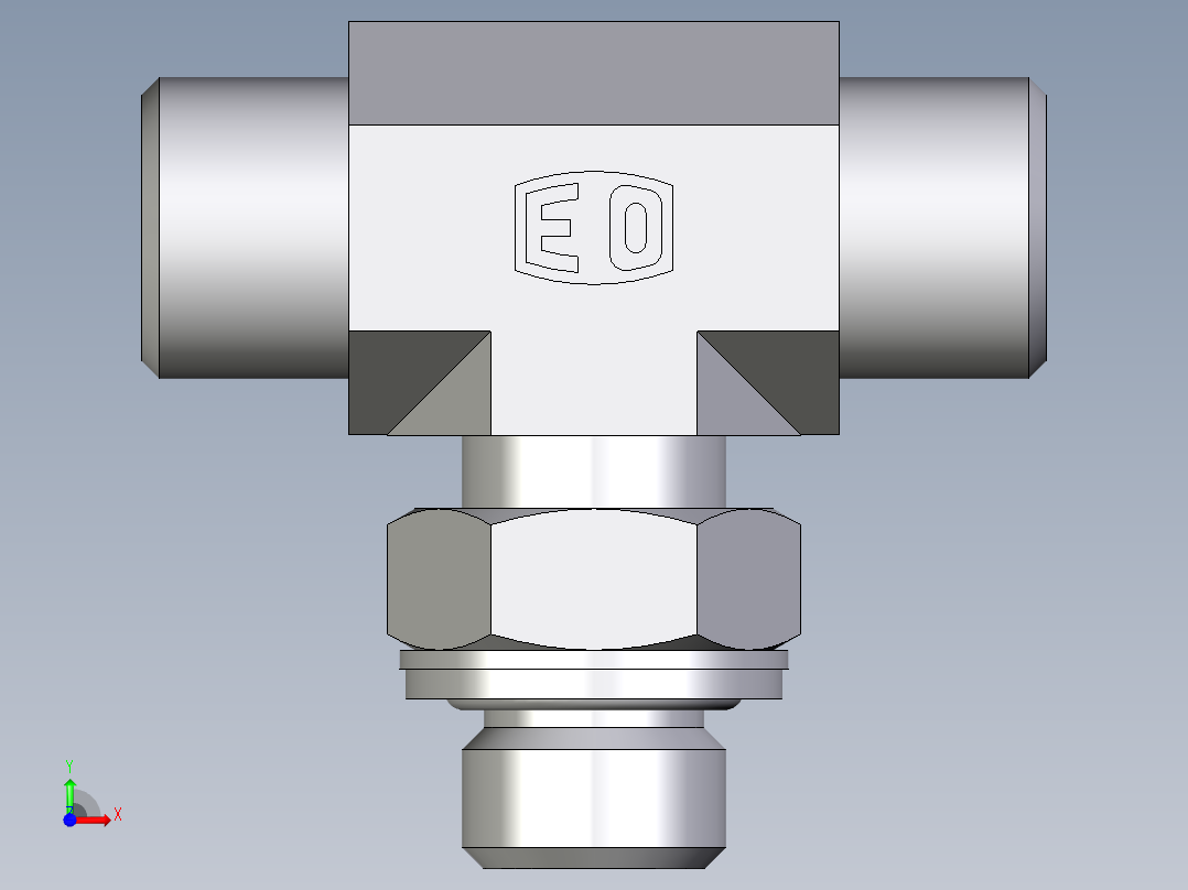 卡套式工业通用硬管接头EO_Adjustable_locknut_branch_tee_TEE10LMOMDCF前视图