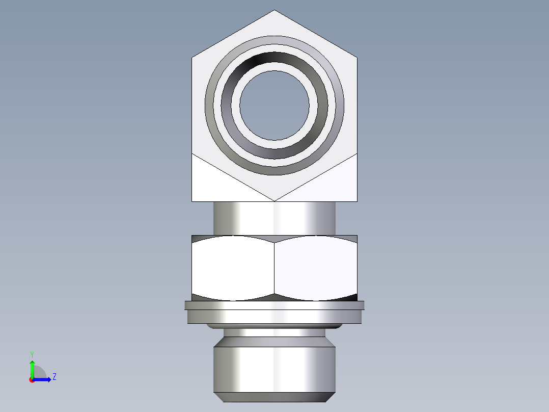 卡套式工业通用硬管接头EO_Adjustable_locknut_branch_tee_TEE10LMOMDCF左视图