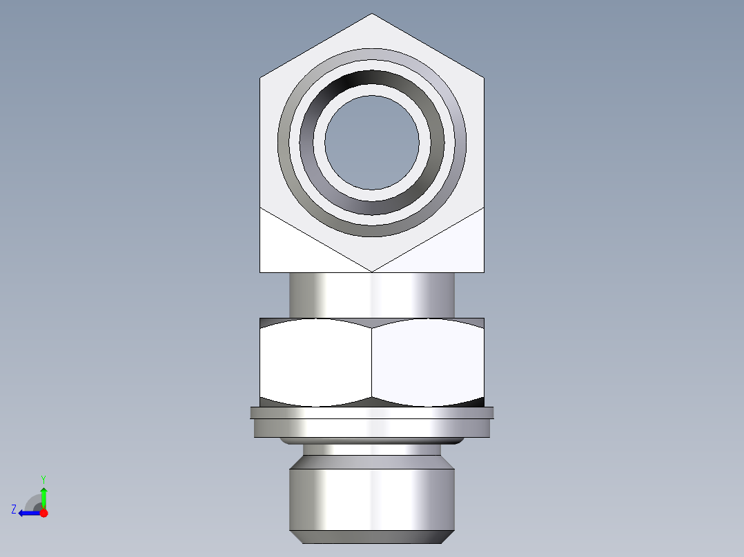 卡套式工业通用硬管接头EO_Adjustable_locknut_branch_tee_TEE10LMOMDCF右视图