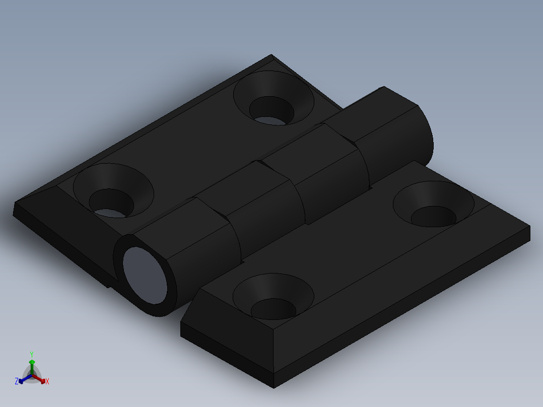 40x40孔距铝型材铰链正等轴测图