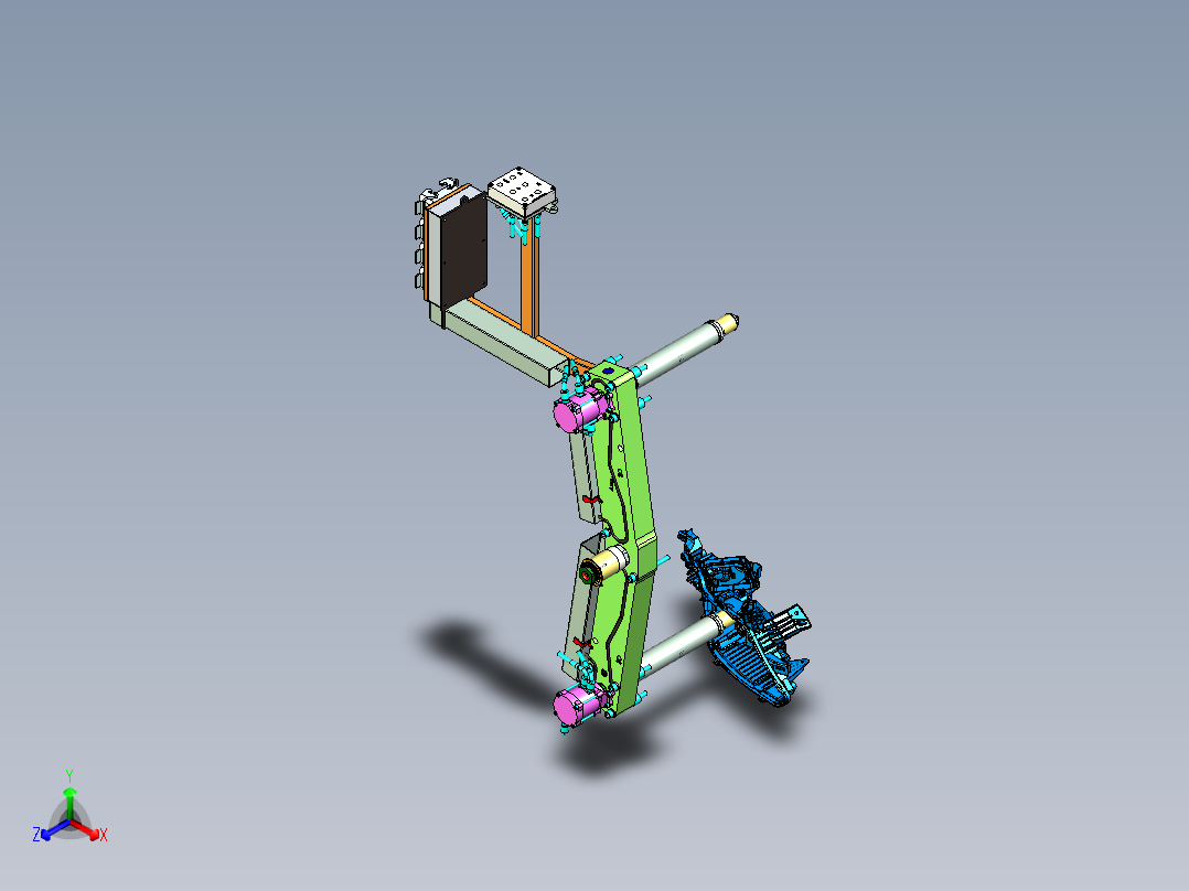 一款经典的汽车车灯底壳热流道模具正等轴测图