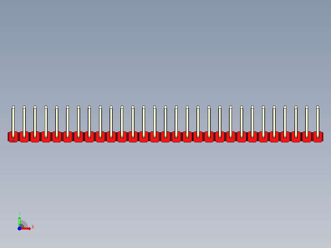 彩色公排针 100mil 2.54mm 系列-DS1022_red_29p_100mil_TypeU_rev1.0前视图