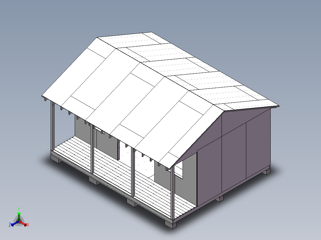16x20小屋门廊正等轴测图