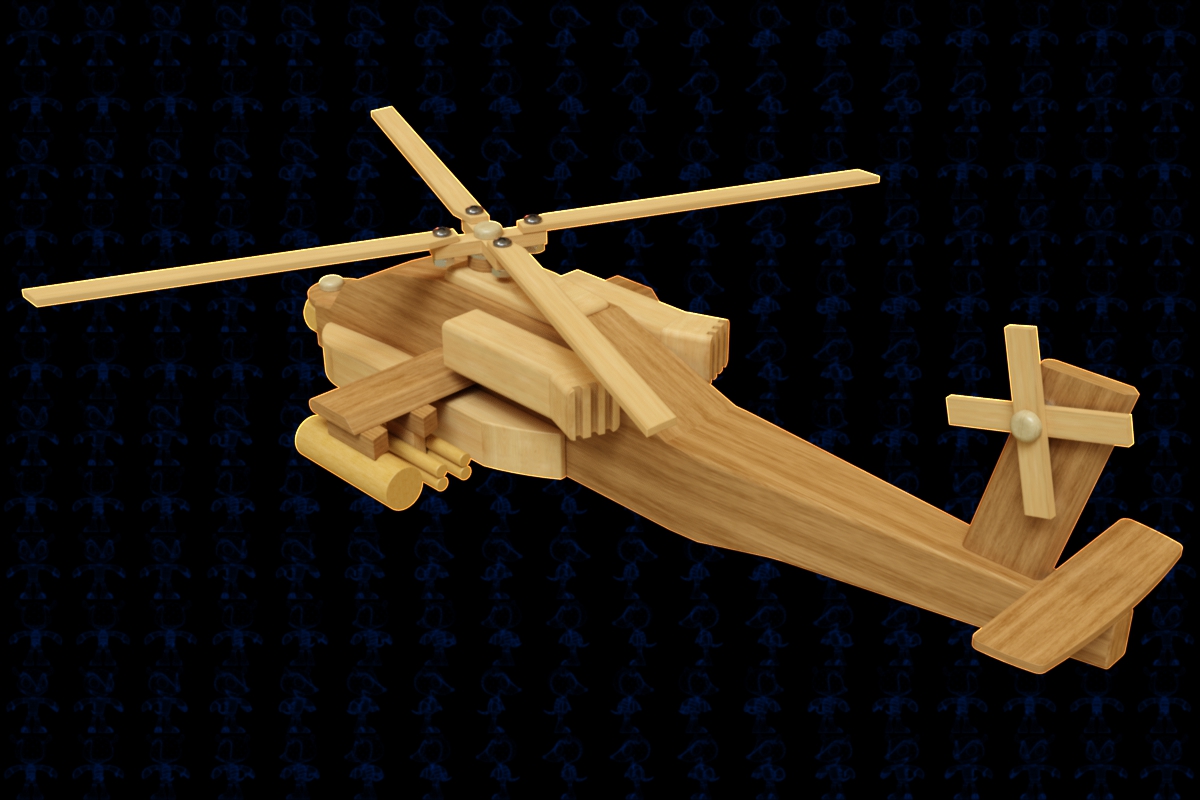 阿帕奇直升机木制玩具