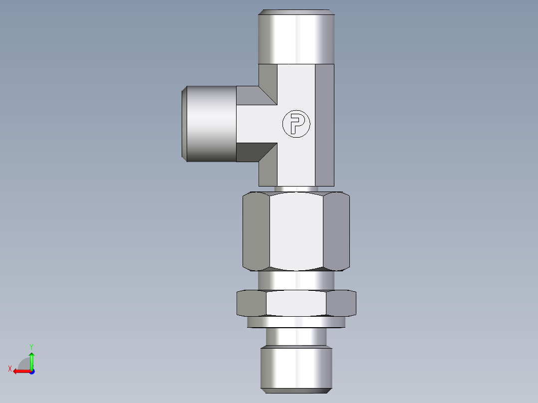 卡套式工业通用硬管接头EO_Assembled_adjustable_standpipe_run_tee_EVL08LROMD71后视图