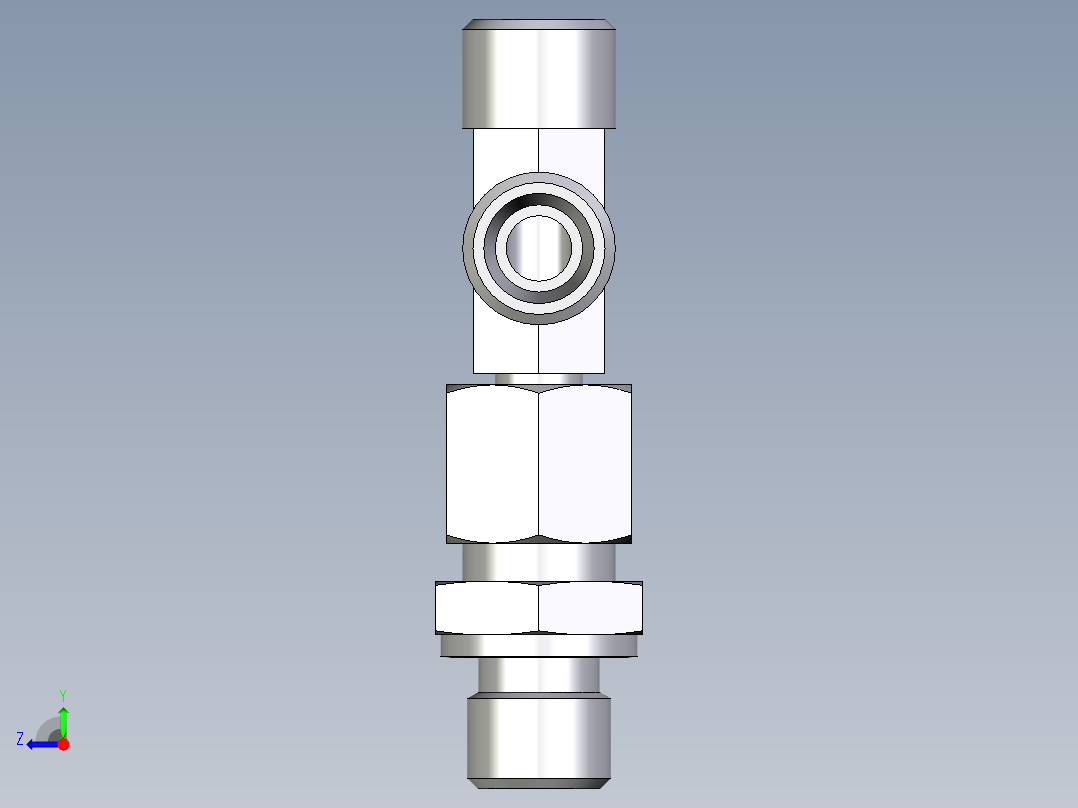 卡套式工业通用硬管接头EO_Assembled_adjustable_standpipe_run_tee_EVL08LROMD71右视图