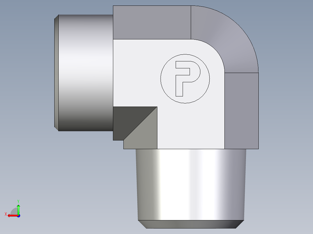 卡套式工业通用硬管接头EO_Male_stud_elbow_WE25S1NPTCFX后视图