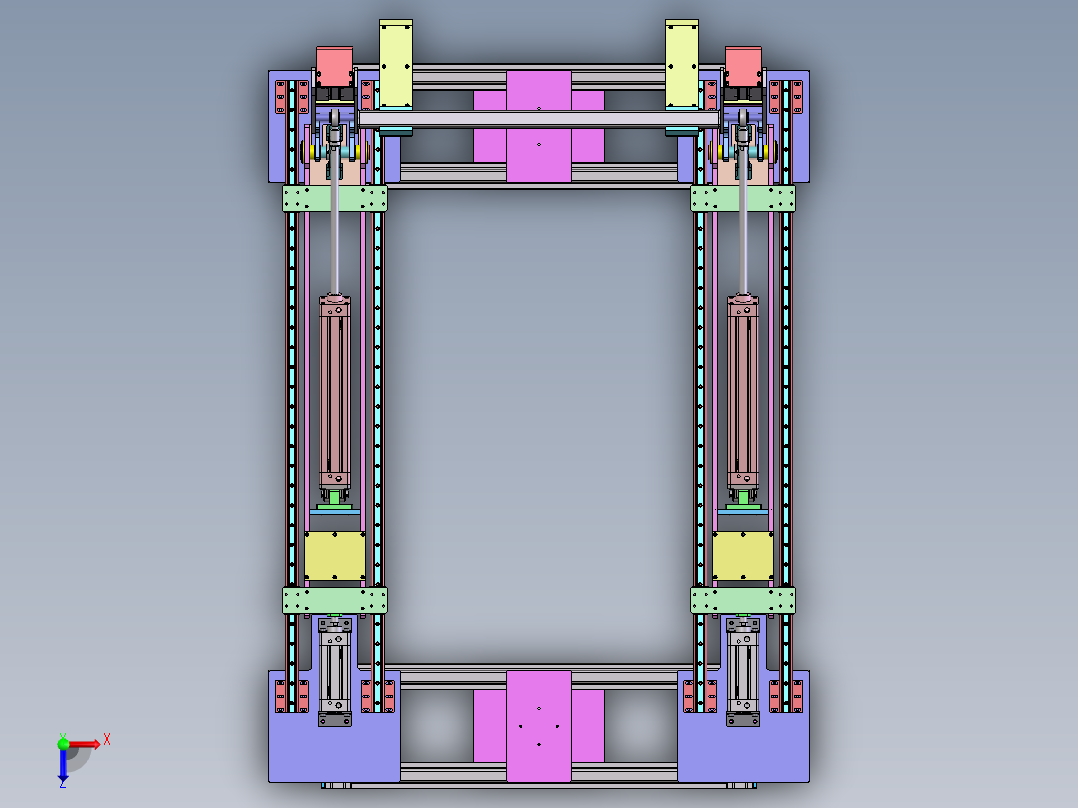 气缸驱动90度98寸电视立直机（sw16可编辑+工程图）俯视图