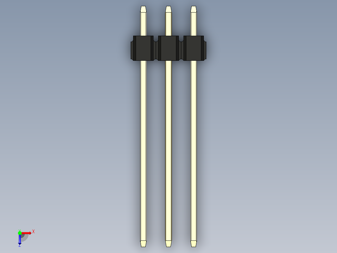 彩色公头100mil（2.54mm）系列-DS1021_black_3x03p_100mil_Type19_rev1.0俯视图