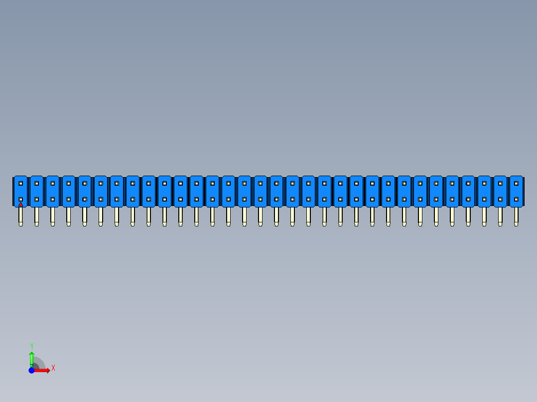 彩色公排针 100mil 2.54mm 系列-DS1022_blue_2x32p_100mil_TypeD_rev1.0前视图