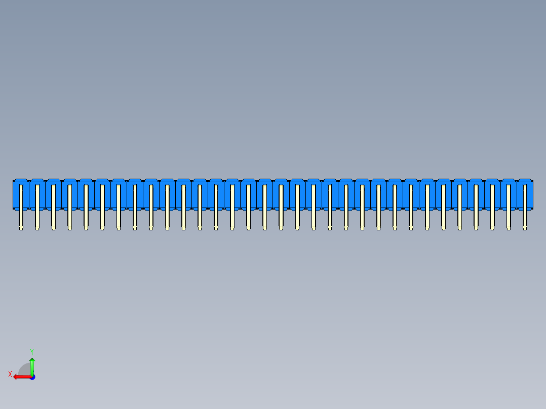 彩色公排针 100mil 2.54mm 系列-DS1022_blue_2x32p_100mil_TypeD_rev1.0后视图
