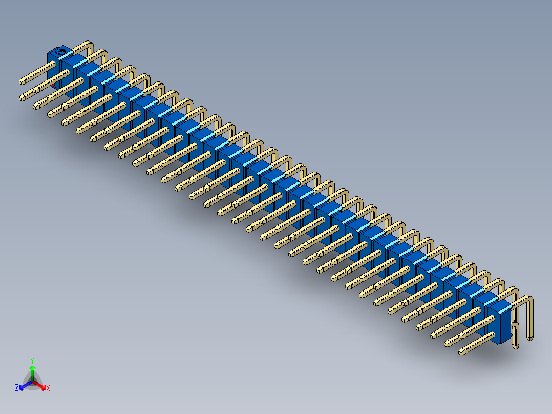 彩色公排针 100mil 2.54mm 系列-DS1022_blue_2x32p_100mil_TypeD_rev1.0正等轴测图