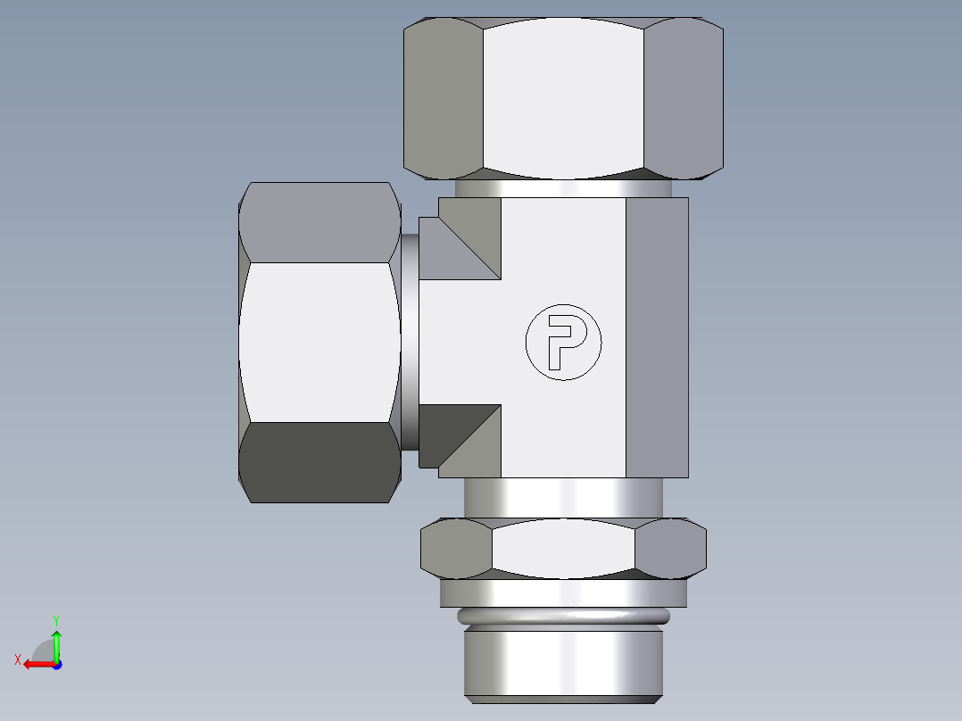 卡套式工业通用硬管接头EO_Adjustable_locknut_run_tee_LEE25SMORCF后视图