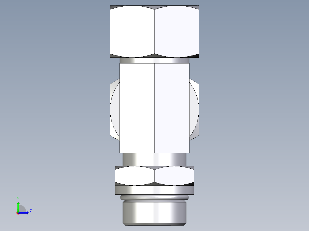 卡套式工业通用硬管接头EO_Adjustable_locknut_run_tee_LEE25SMORCF左视图