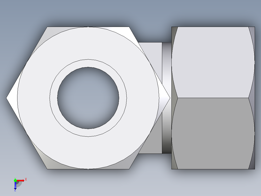 卡套式工业通用硬管接头EO_Adjustable_locknut_run_tee_LEE25SMORCF俯视图