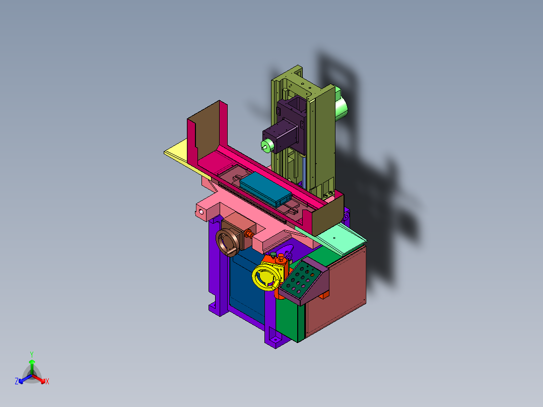 经济型手动平面磨床正等轴测图