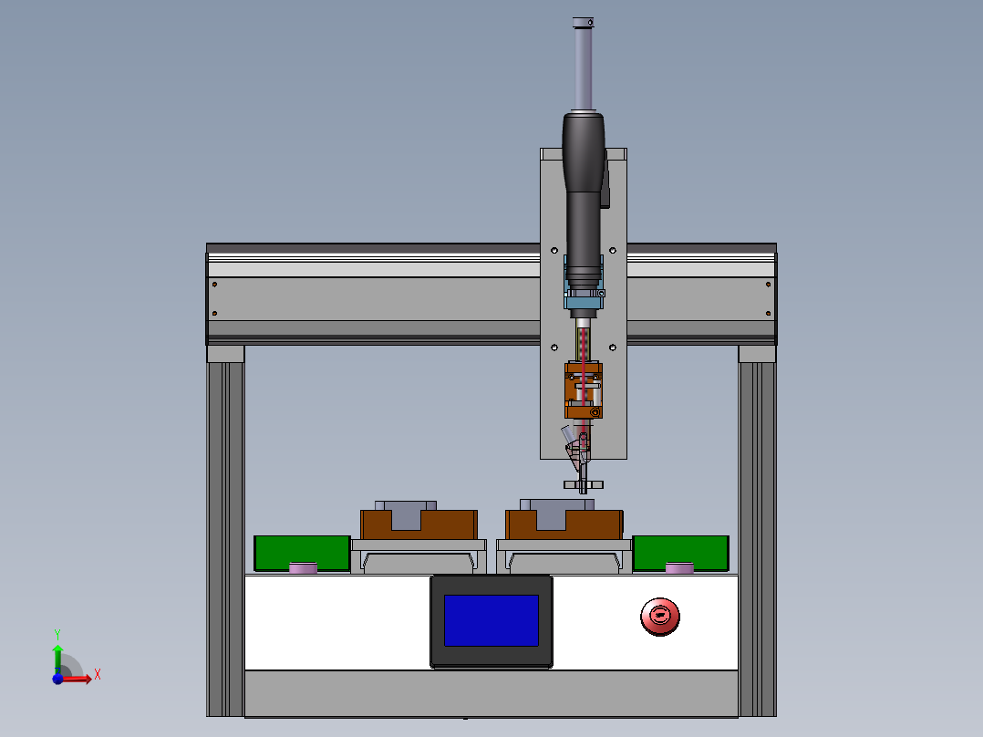 桌面式锁螺丝机（sw22可编辑+工程图）前视图