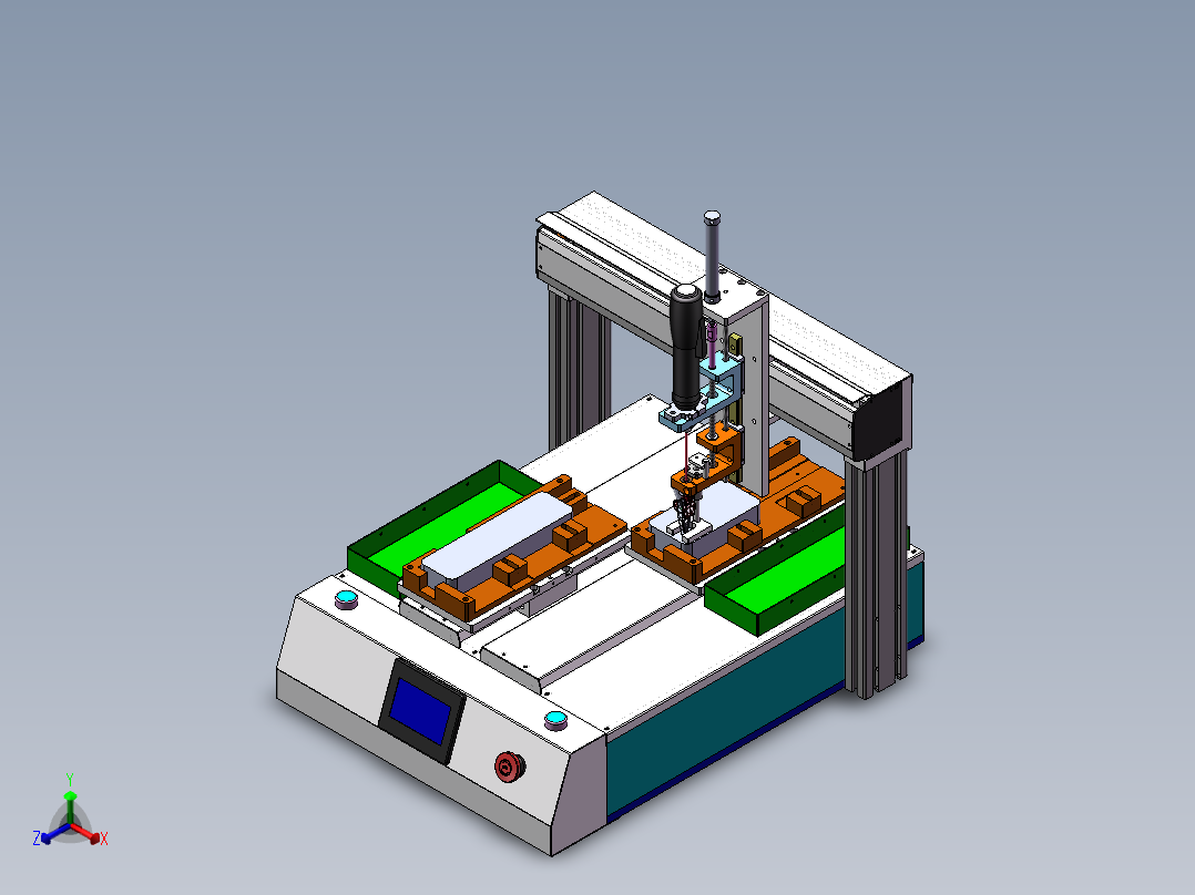 桌面式锁螺丝机（sw22可编辑+工程图）正等轴测图