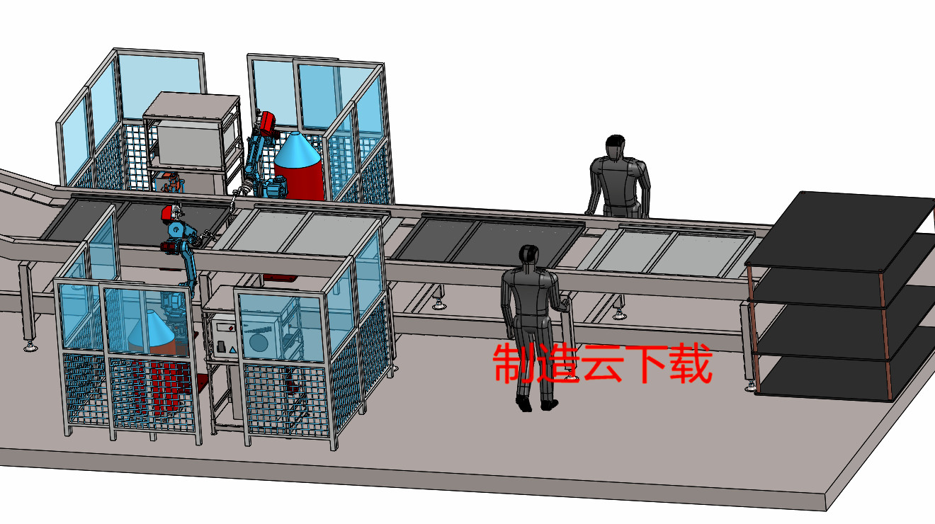 电动床框架机器人自动化流水线焊接3D模型