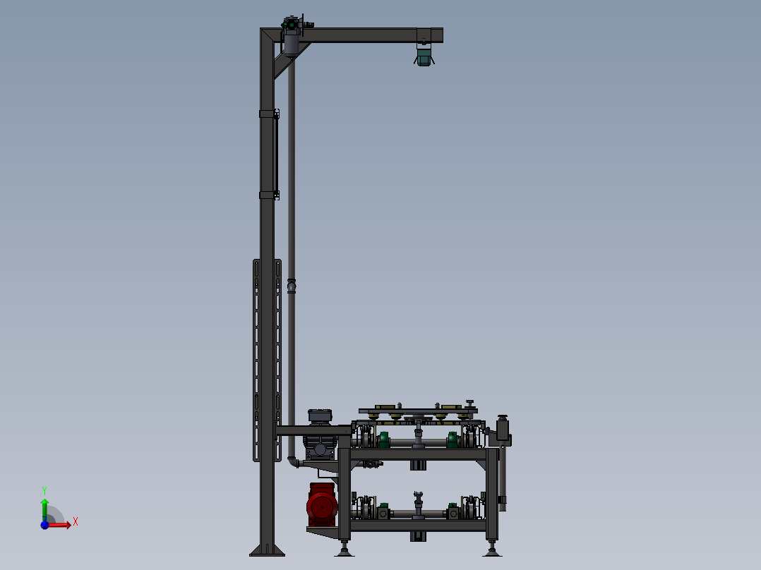 倍速链组装线 回流倍速链流水线3D图纸前视图