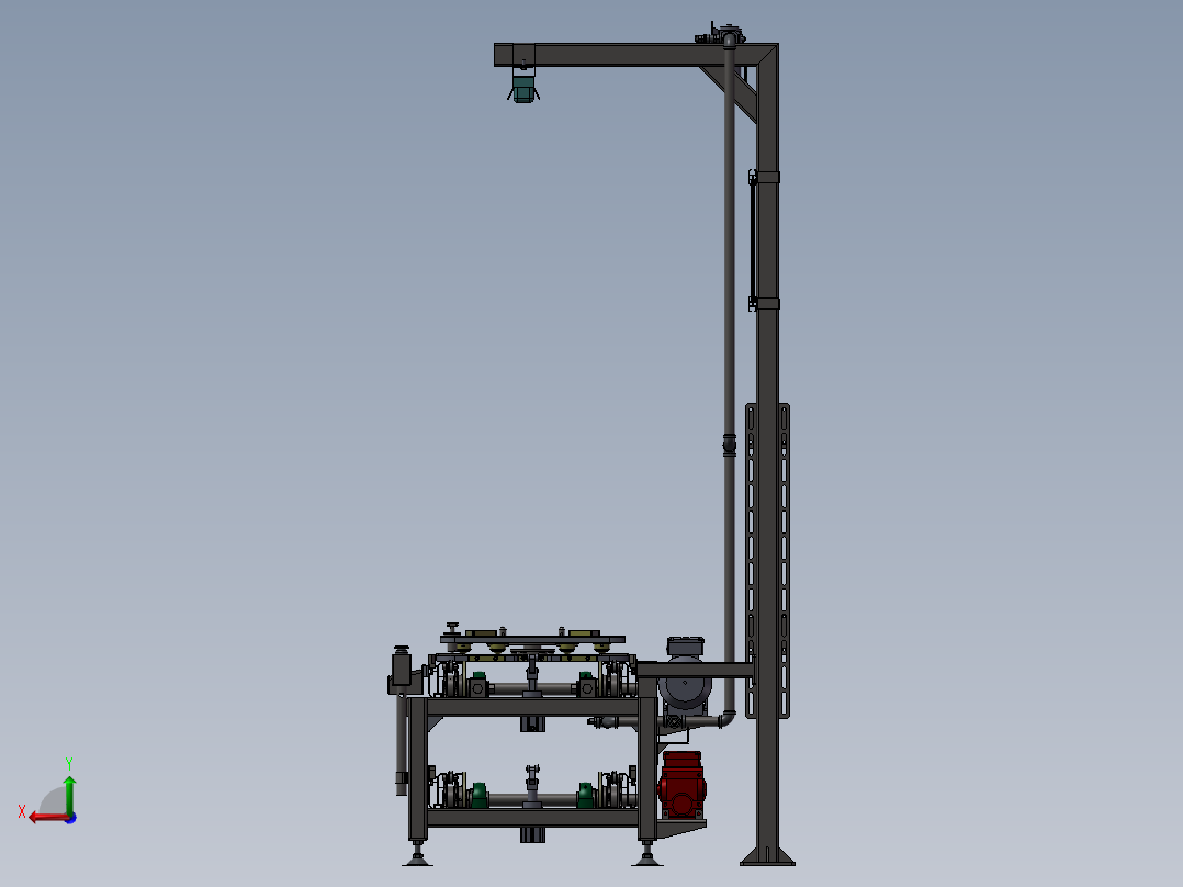 倍速链组装线 回流倍速链流水线3D图纸后视图