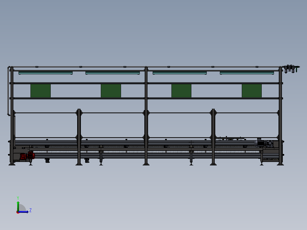 倍速链组装线 回流倍速链流水线3D图纸左视图