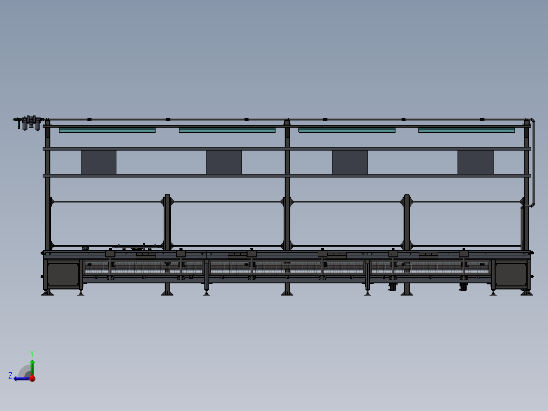 倍速链组装线 回流倍速链流水线3D图纸右视图