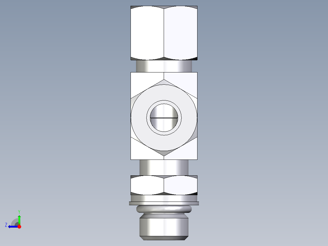 卡套式工业通用硬管接头EO_Adjustable_locknut_run_tee_LEE10ZLMORCF右视图