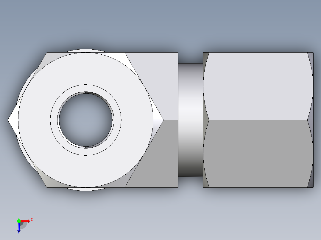 卡套式工业通用硬管接头EO_Adjustable_locknut_run_tee_LEE10ZLMORCF俯视图
