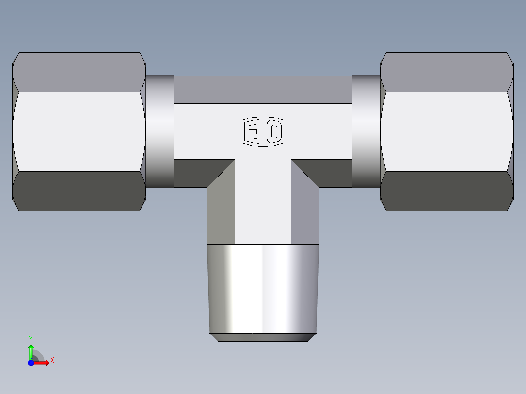 卡套式工业通用硬管接头EO_Male_stud_run_tee_TE06SR71前视图
