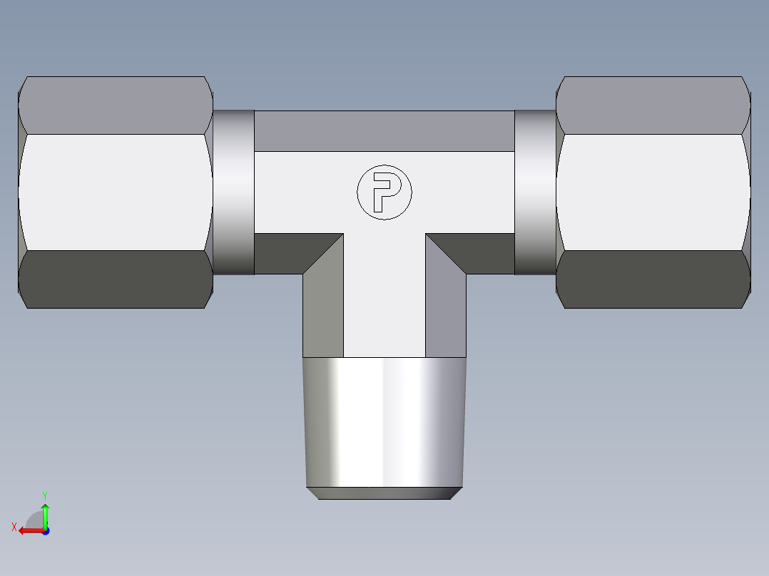 卡套式工业通用硬管接头EO_Male_stud_run_tee_TE06SR71后视图