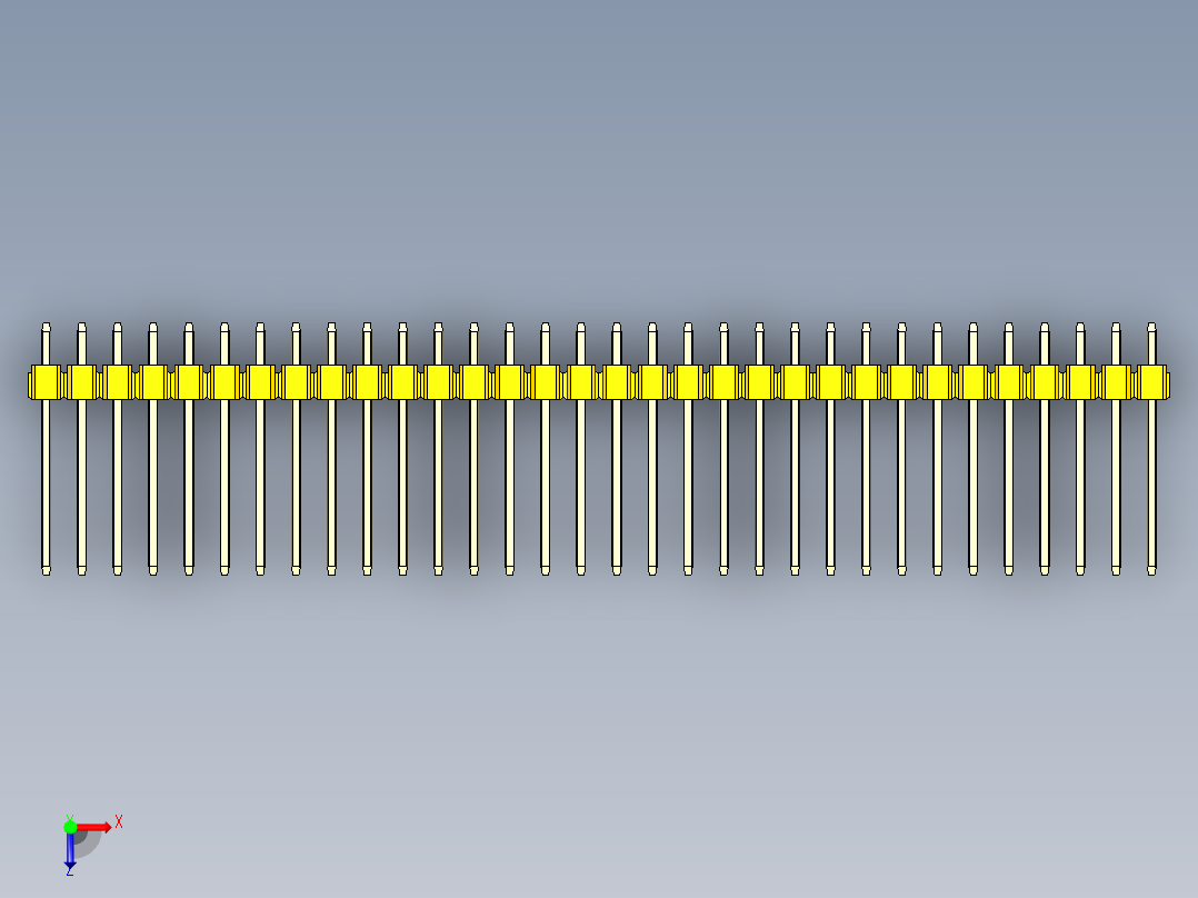 彩色公头100mil（2.54mm）系列-DS1021_yellow_1x32p_100mil_Type5_rev1.0俯视图
