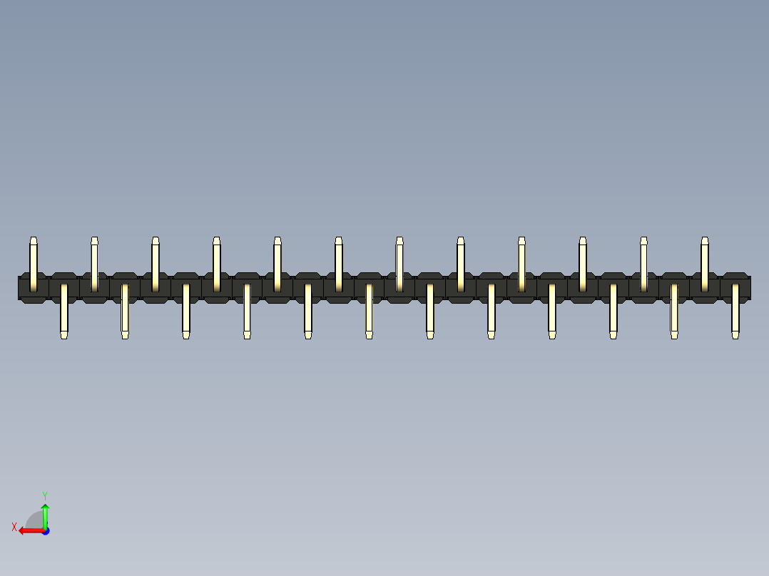 彩色公排针 100mil 2.54mm 系列-DS1022_black_24p_100mil_Type_SMT_R2_rev1.0后视图