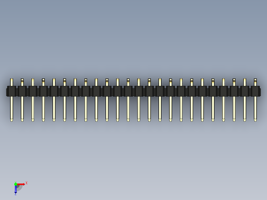 彩色公排针 100mil 2.54mm 系列-DS1022_black_24p_100mil_Type_SMT_R2_rev1.0俯视图