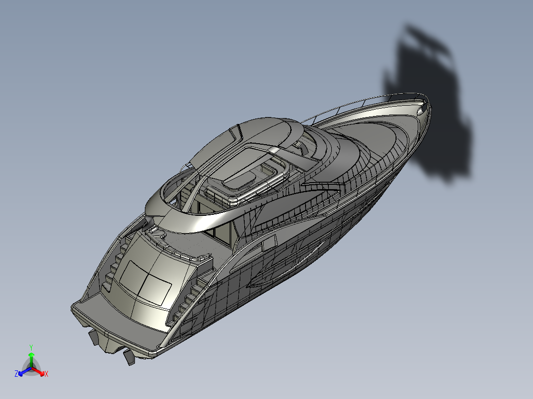 24米长游艇_STEP正等轴测图
