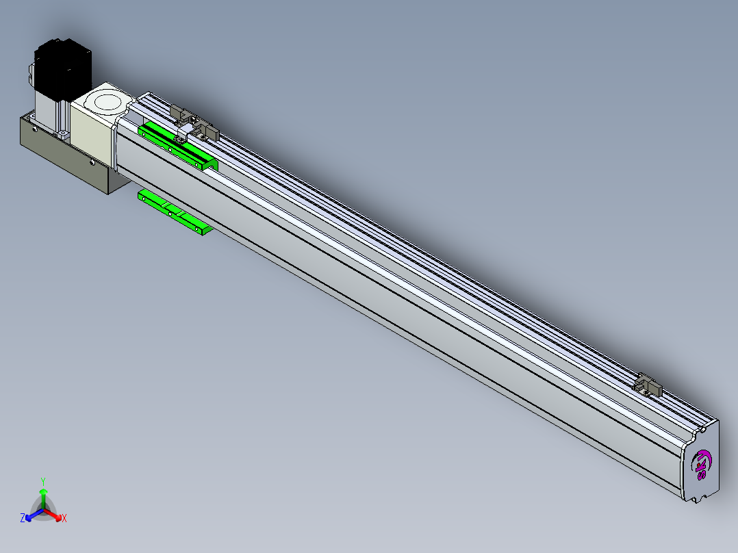 同步带滑台-半封闭B10H-L45-S750-L-P40-D3正等轴测图