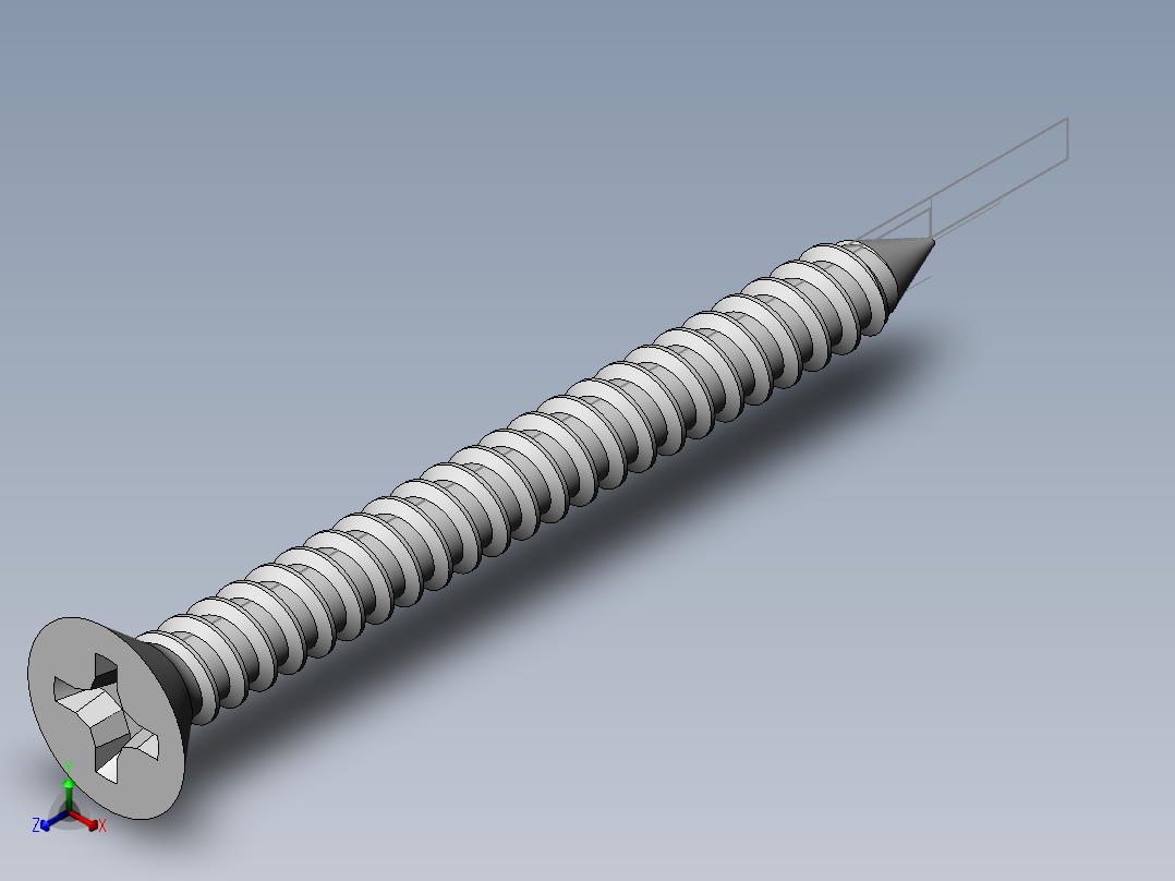 m3-13-to-40-沉头自攻螺丝-Screw M3 x 30 for Wood.SLDPRT正等轴测图