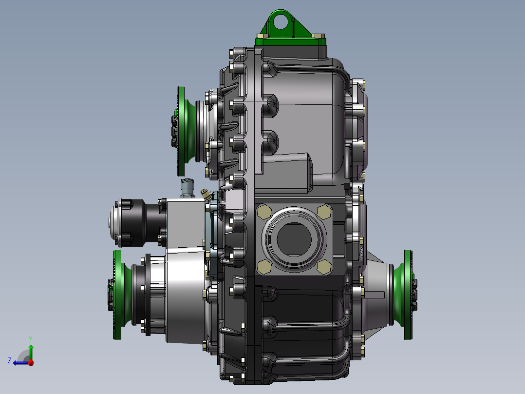 变速箱分动箱sw三维模型379484右视图