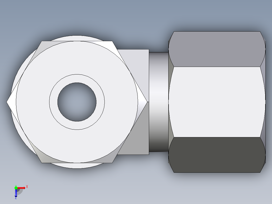 卡套式工业通用硬管接头EO_Adjustable_locknut_run_tee_LEE10SRCF俯视图
