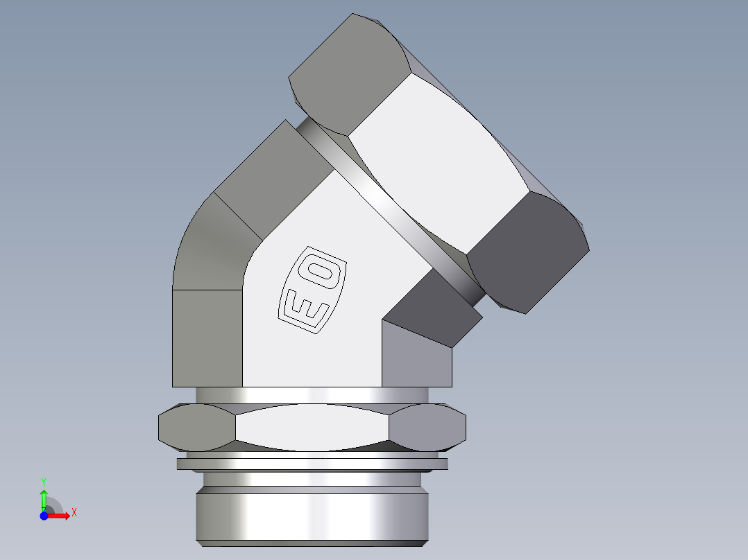 卡套式工业通用硬管接头EO_Adjustable_locknut_45_deg_elbow_VEE42LMCF前视图