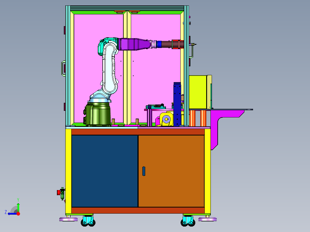 桌面型旋转式机器人点胶机右视图
