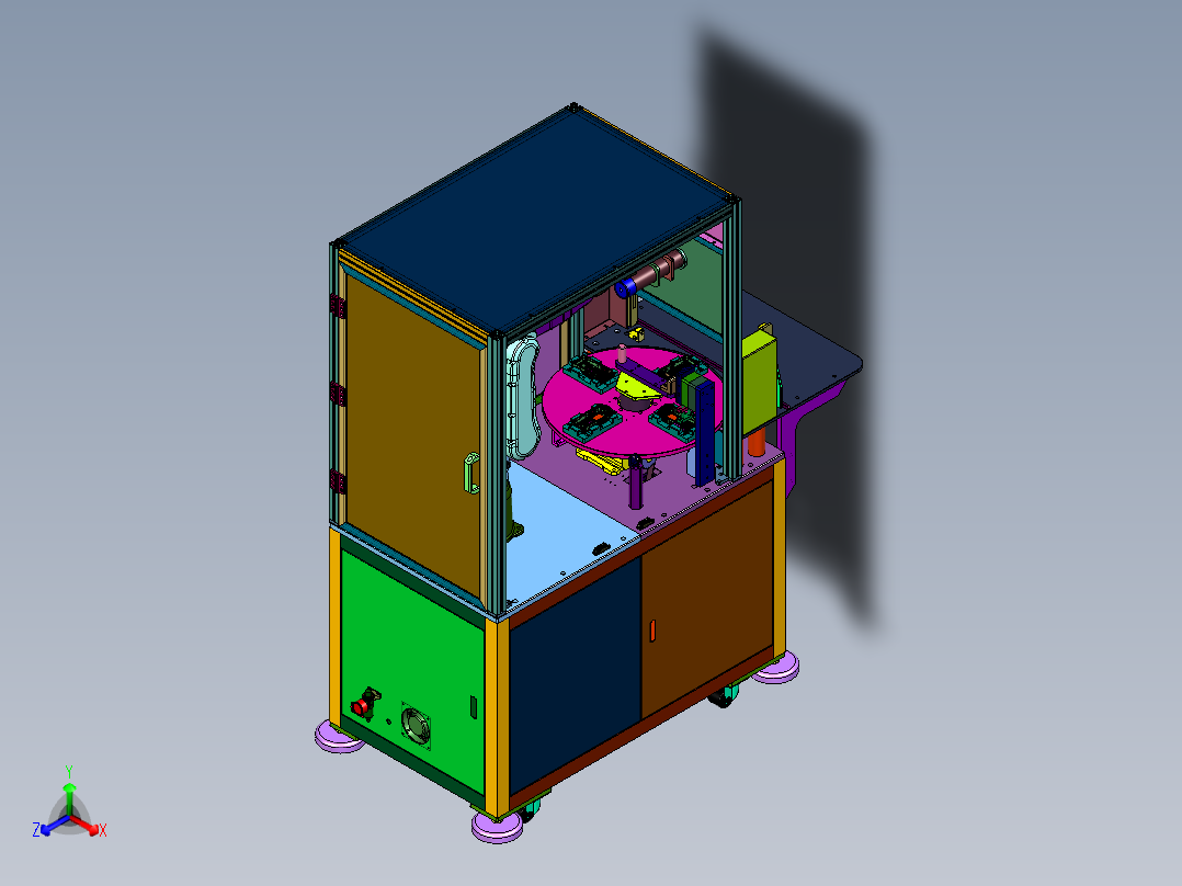 桌面型旋转式机器人点胶机正等轴测图