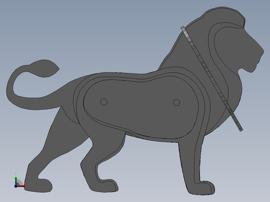 激光下料拼图狮子SOLIDWORKS 2014, STEP _ IGES前视图
