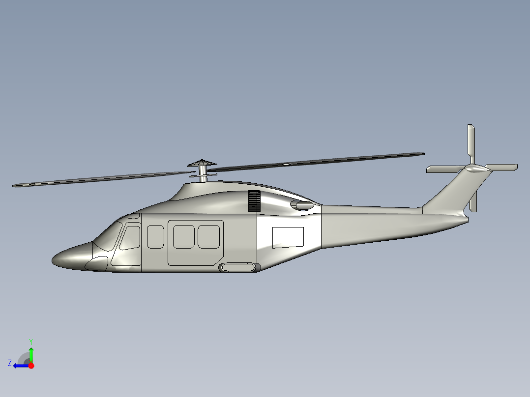 直升飞机 飞机模型设计 (13)右视图